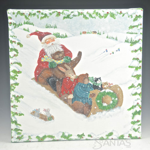 Toboggan Fun - Ginny Diezel 10 x 10 inch Canvas