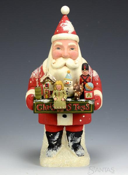Santa with Box of Christmas Toys by Greg Guedel