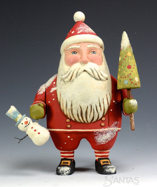 Santa with Tree and Snowman by Greg Guedel