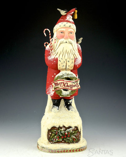 Greg Guedel 16 inch Santa with Wreath