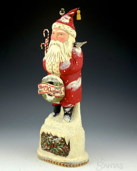Greg Guedel 16 inch Santa with Wreath