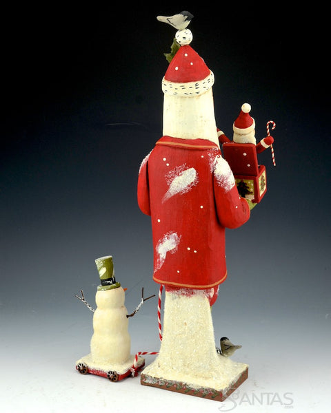 Greg Guedel 16 inch Wooden Santa with Jack in the Box