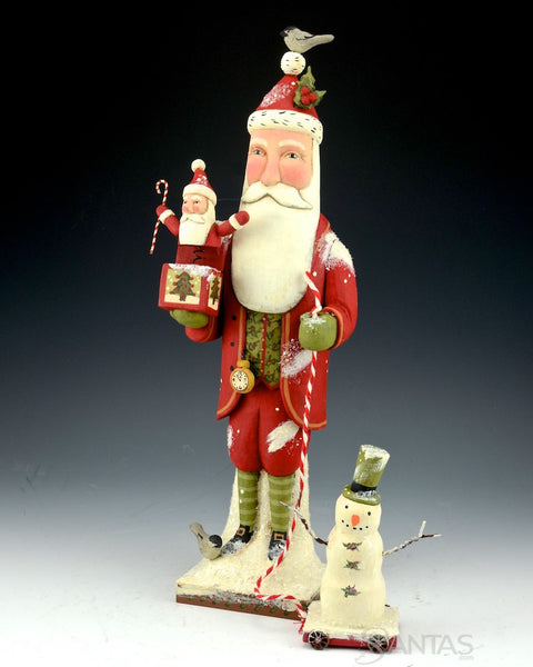Greg Guedel 16 inch Wooden Santa with Jack in the Box
