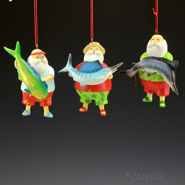 Deep Sea Fisherman Santas - set of 6 ornaments