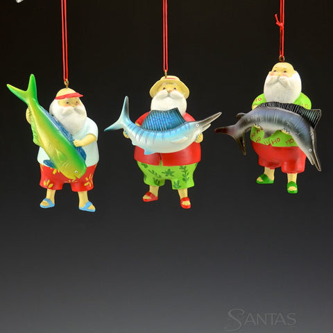 Deep Sea Fisherman Santas - set of 6 ornaments