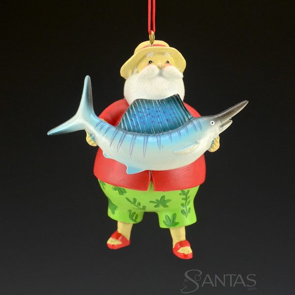 Deep Sea Fisherman Santas - set of 6 ornaments