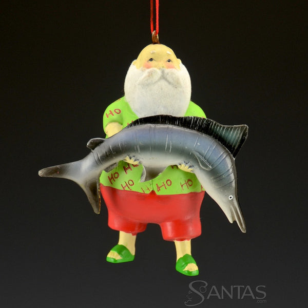 Deep Sea Fisherman Santas - set of 6 ornaments