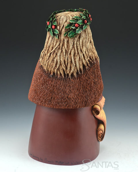 Old World Holly Santa with Nice List and Lantern