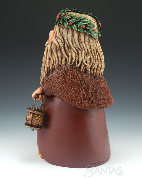 Old World Holly Santa with Nice List and Lantern