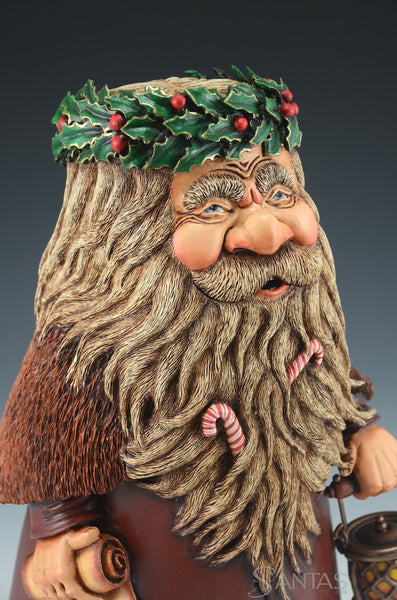 Old World Holly Santa with Nice List and Lantern
