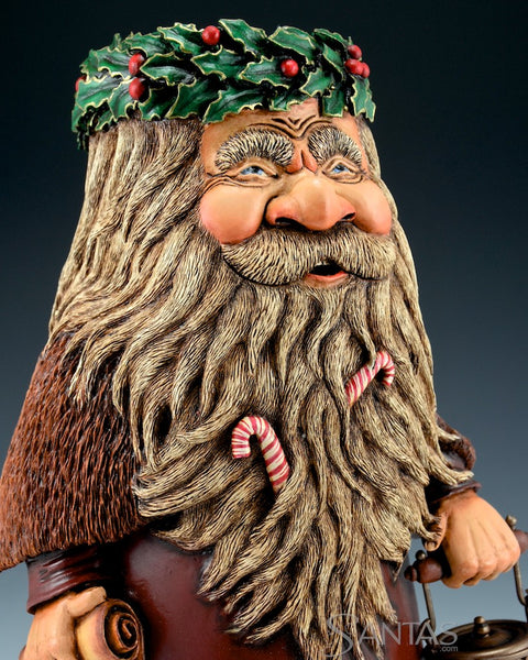 Old World Holly Santa with Nice List and Lantern