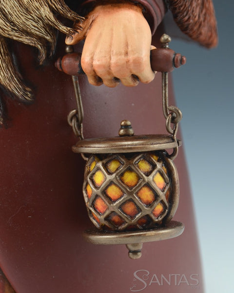 Old World Holly Santa with Nice List and Lantern