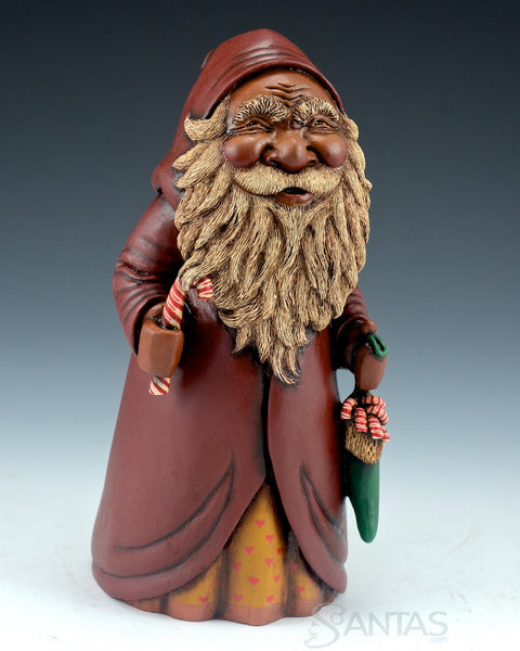 Old World Black Candy Cane Santa
