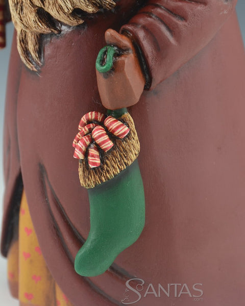 Old World Black Candy Cane Santa