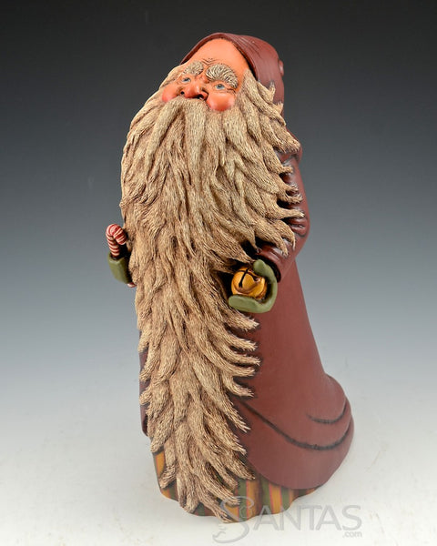 Susan Mattix Long Beard Santa with Candy Cane and Bell