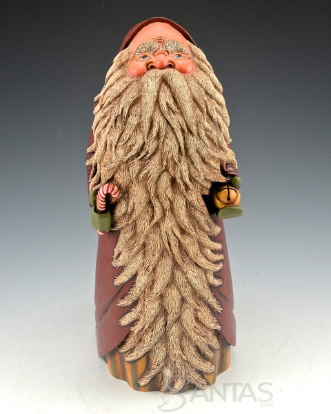 Susan Mattix Long Beard Santa with Candy Cane and Bell