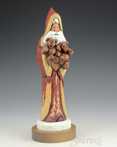 Santa with Two Bears and Relief Trees
