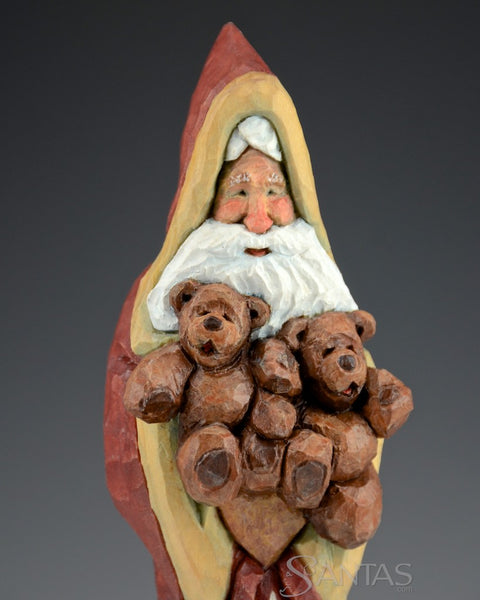 Santa with Two Bears and Relief Trees