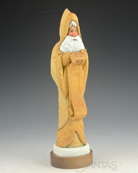 Natural Wood Santa with Nice List