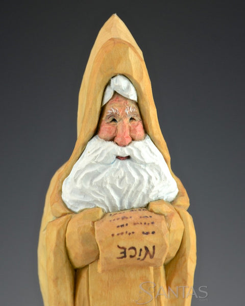 Natural Wood Santa with Nice List