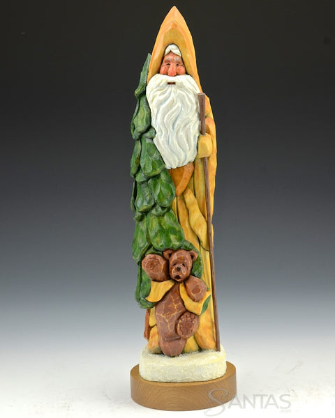 11 inch Natural Santa with Bear and Tree