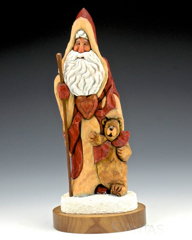 Ellis Olson 9 inch Santa with Bear and Walking Stick