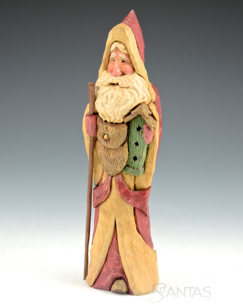 Ellis Olson 6.8 inch Santa Carving with Birdhouse
