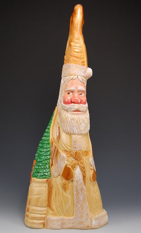 22 inch Natural wood Cypress Santa by Paul Green