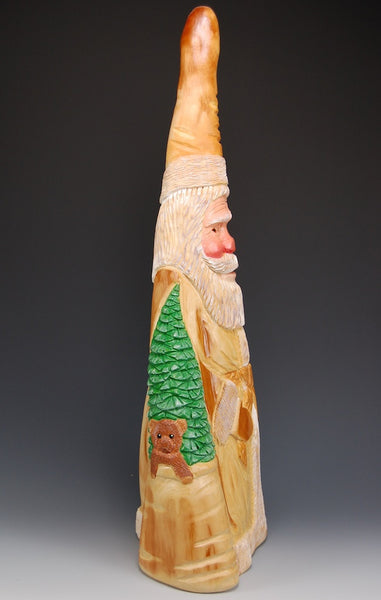 22 inch Natural wood Cypress Santa by Paul Green