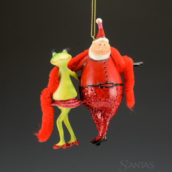 Festive Dancing Santas - set of 6 ornaments