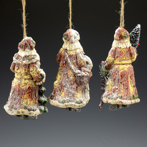 Frosted Arctic Woods Santas - set of 6 ornaments