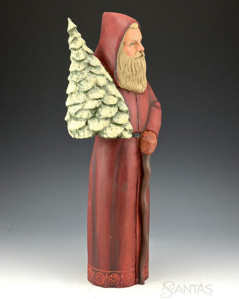 Vintage Red Santa with Perfect Christmas Tree 16 inch