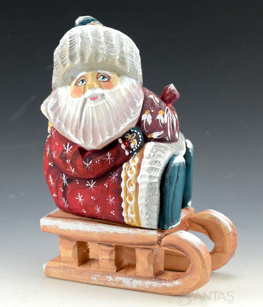 Russian Santa with Toy Bag on Sled