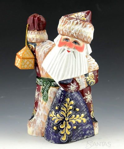 Wood Santa with Lantern and Toybag