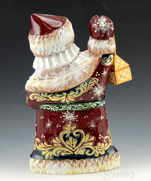 Wood Santa with Lantern and Toybag