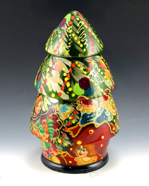 Wooden Christmas Tree with Ornaments