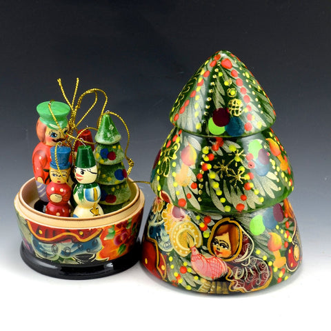 Wooden Christmas Tree with Ornaments