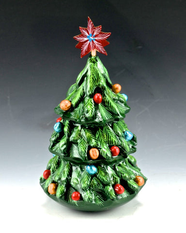 Roly Poly Wood Christmas Tree Bell - 5 inch