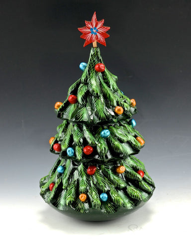 Roly Poly Wood Christmas Tree Bell - 6.5 inch