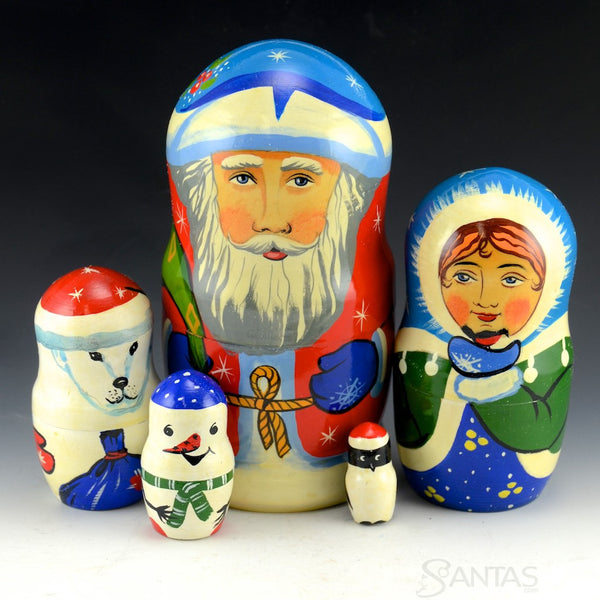 Five Piece Russian Nesting Santa
