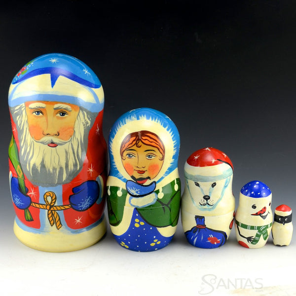Five Piece Russian Nesting Santa