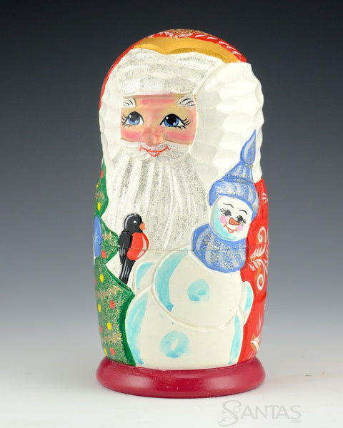 Carved Nesting Santa with Relief - 5 Piece