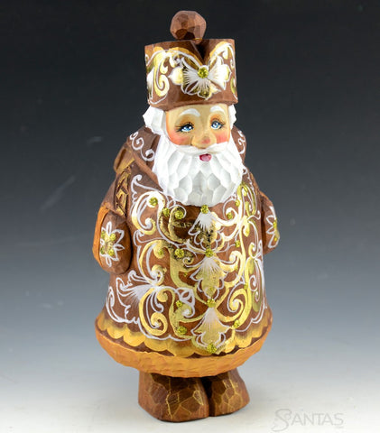 Brown and Gold Russian Santa with Backpack