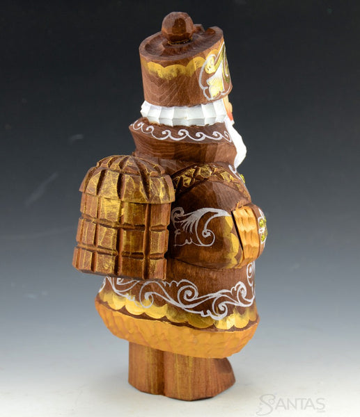 Brown and Gold Russian Santa with Backpack