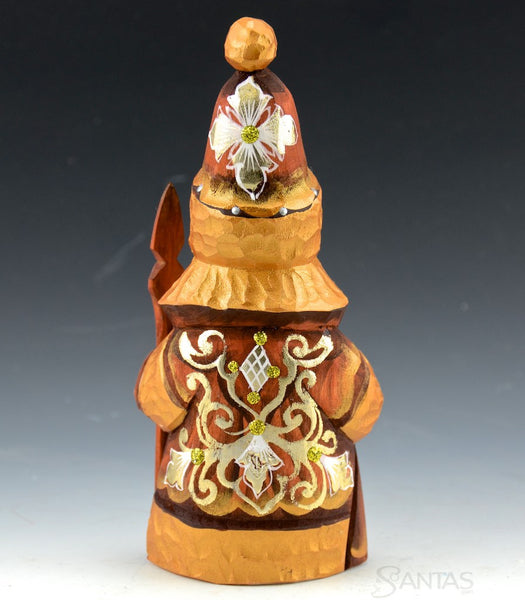 Brown and Gold Wood Russian Santa Claus