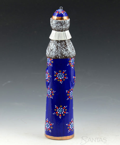 Tall Blue Decorative Santa ornament - 5.5 inches