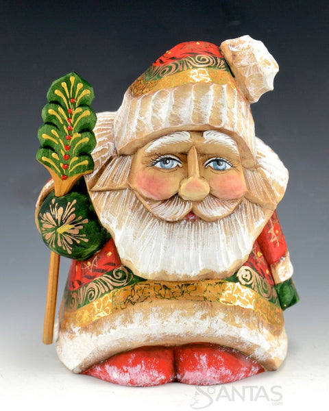 Red Green and Gold Carved Santa Gnome