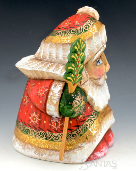 Red Green and Gold Carved Santa Gnome