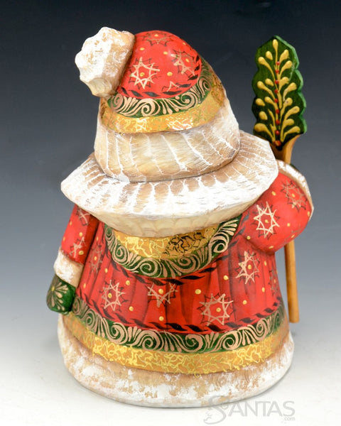 Red Green and Gold Carved Santa Gnome