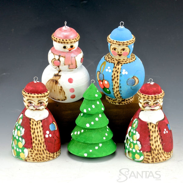 Santa Family Wood Ornament Set